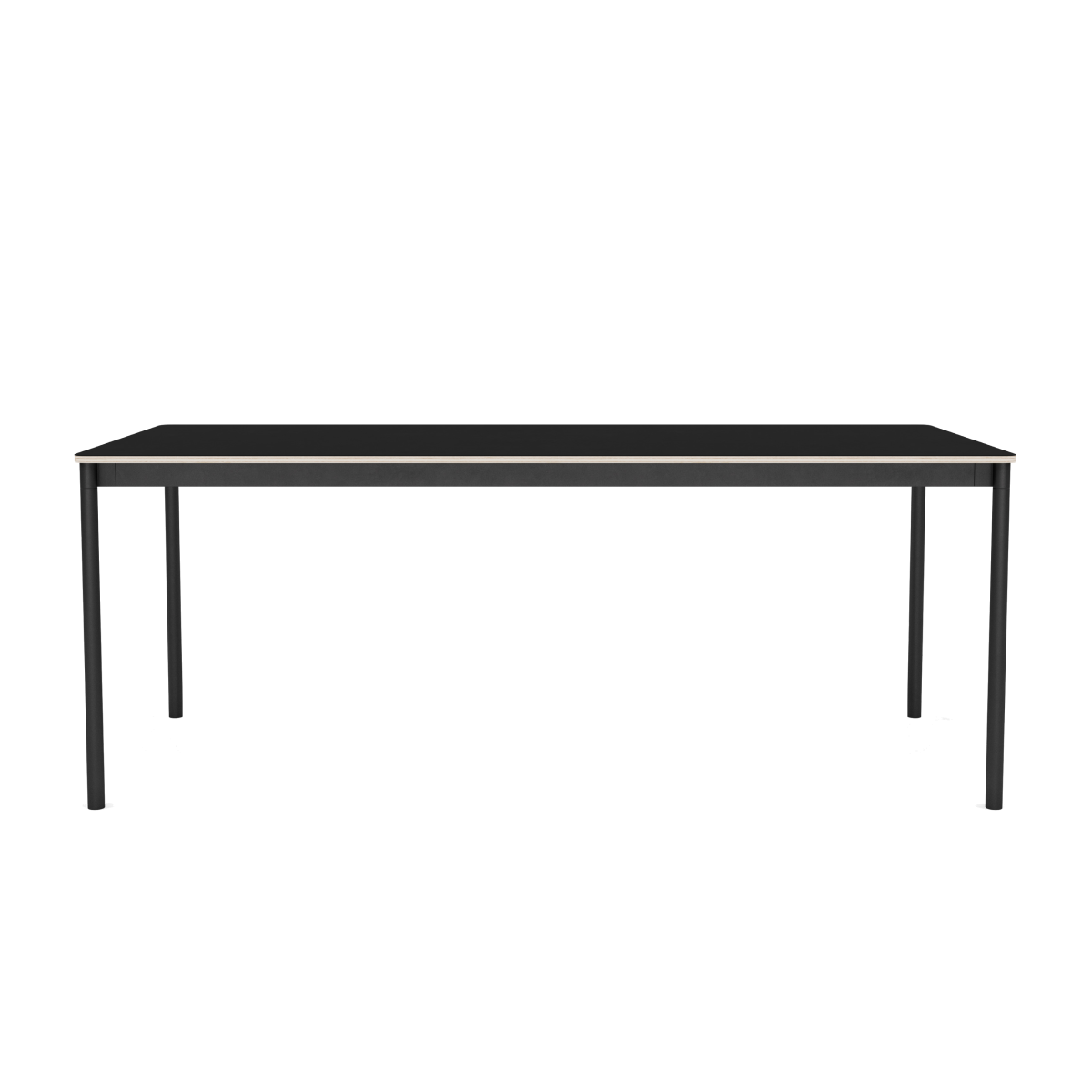 Black plywood tabletop with matte black steel legs