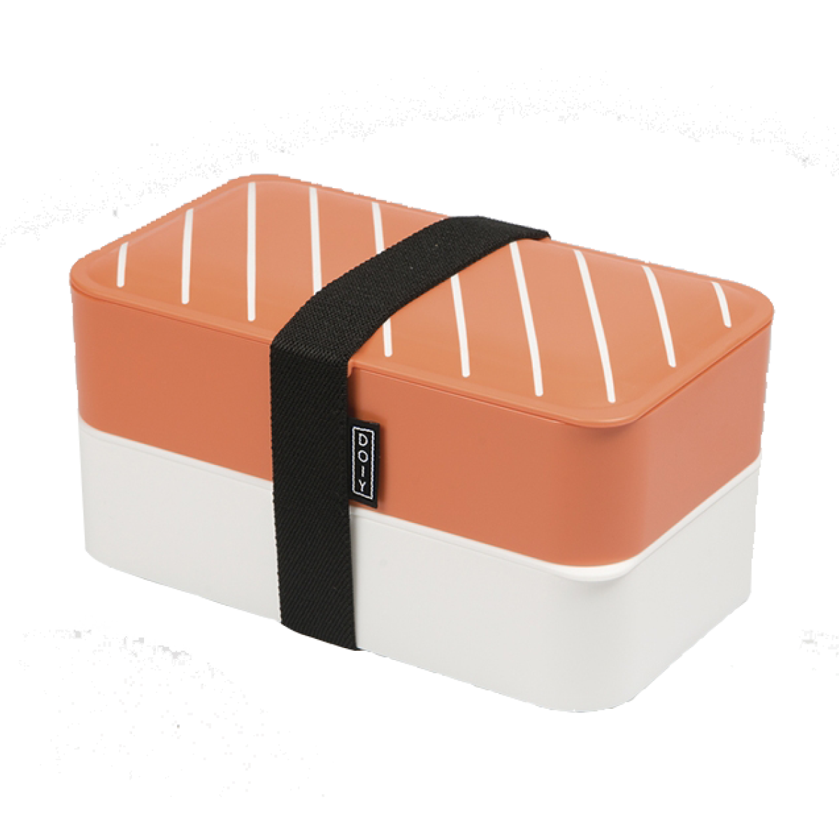 A two tiered lunch box thar looks like a salmon sashimi