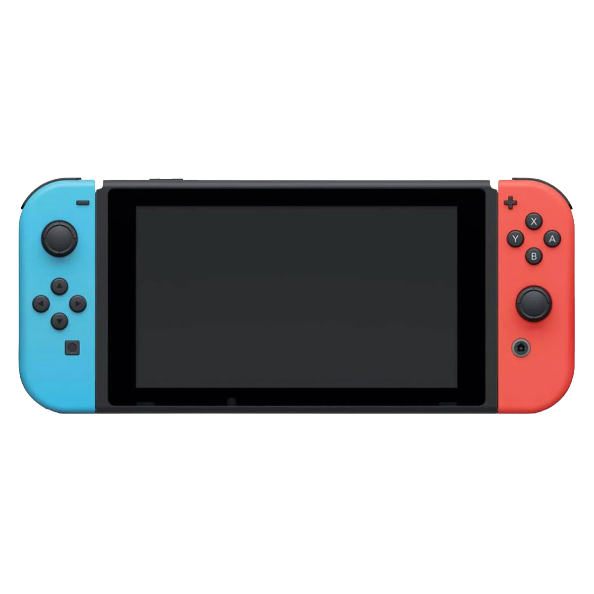 A red and blue Nintendo Switch OLED gaming console