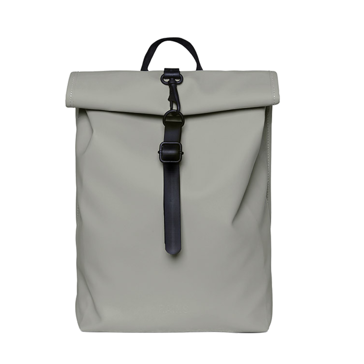 A sand coloured waterproof roll top backpack